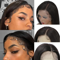13X4 HD Clear Lace Front Bob Wig Short Straight 100% Human Hair