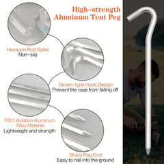 64pcs Aluminum Tent Stakes Pegs With Hook Lightweight Canopy Stakes Pegs