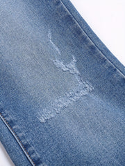 Women's Plus Washed Ripped Button Fly Skinny Jeans