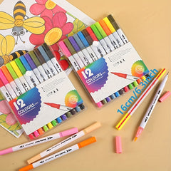 Dual Head Pen Bright Set for Painting Sketching - Ideal Christmas Gift
