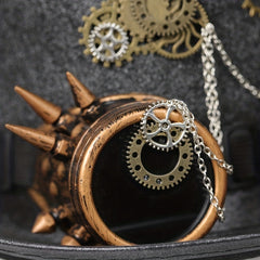 Steampunk Topper Silver Eyeglass Chain Fedora Hat