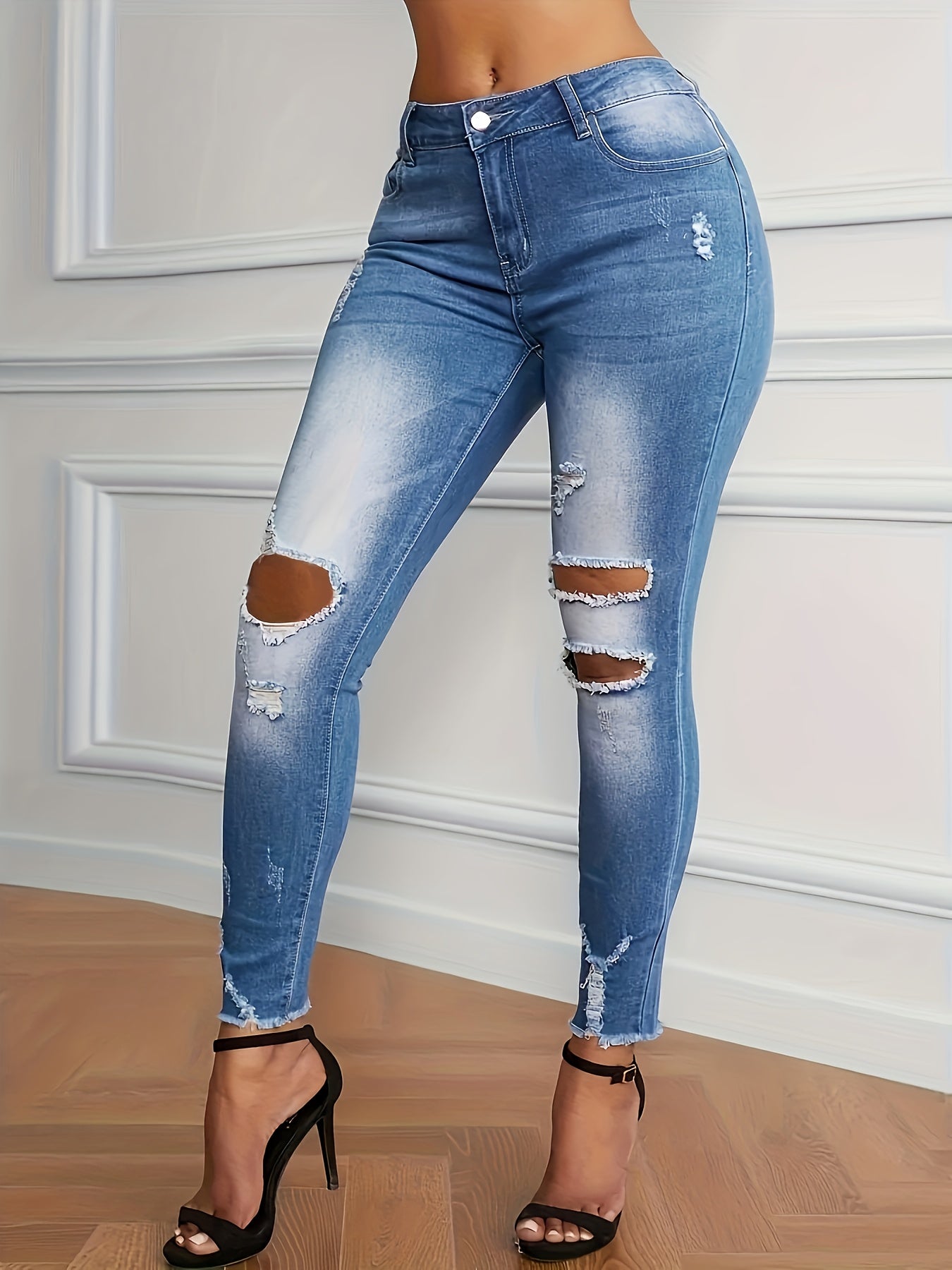  Fringe Trim Skinny Jeans