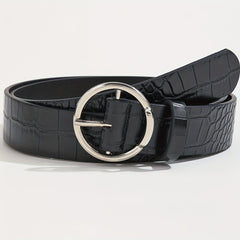 Classic Round Pin Buckle Belt PU Leather Belt For Women