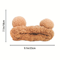 Bear Ear Headband Plush Elastic Hairband for Spa Use