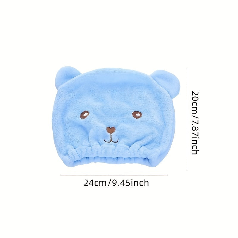 Bear Hair Drying Cap Cute Animal Hair Towel Quick-drying Shower Cap for Women