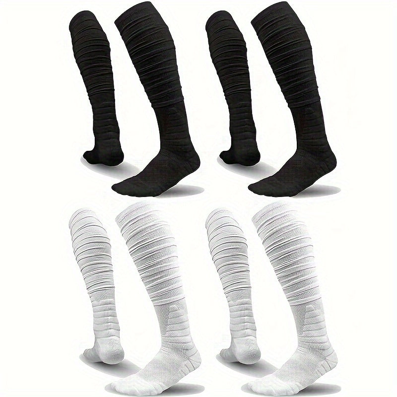4 Pairs Extra Long Football Socks for Men & Boys