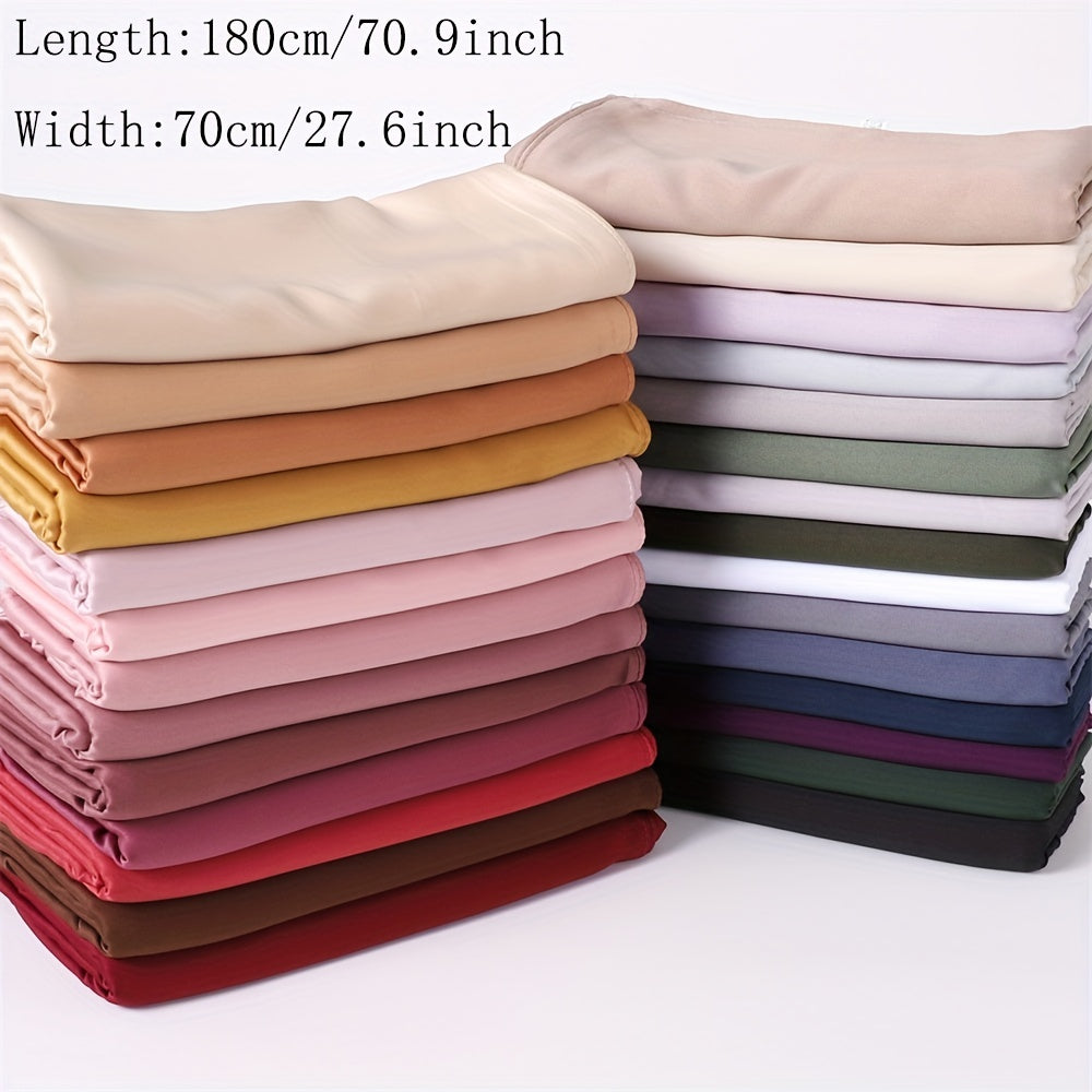 Matte Satin Soft Scarf Solid Sunscreen Hijab Turban Shawl Wraps