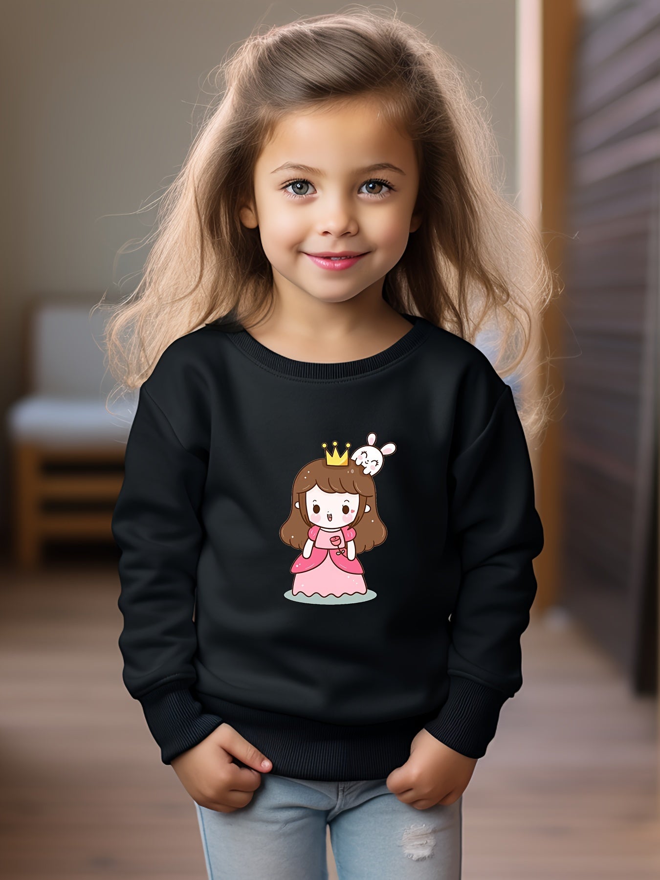 OERYUI Adorable Princess Graphic Pullover Top for Kids