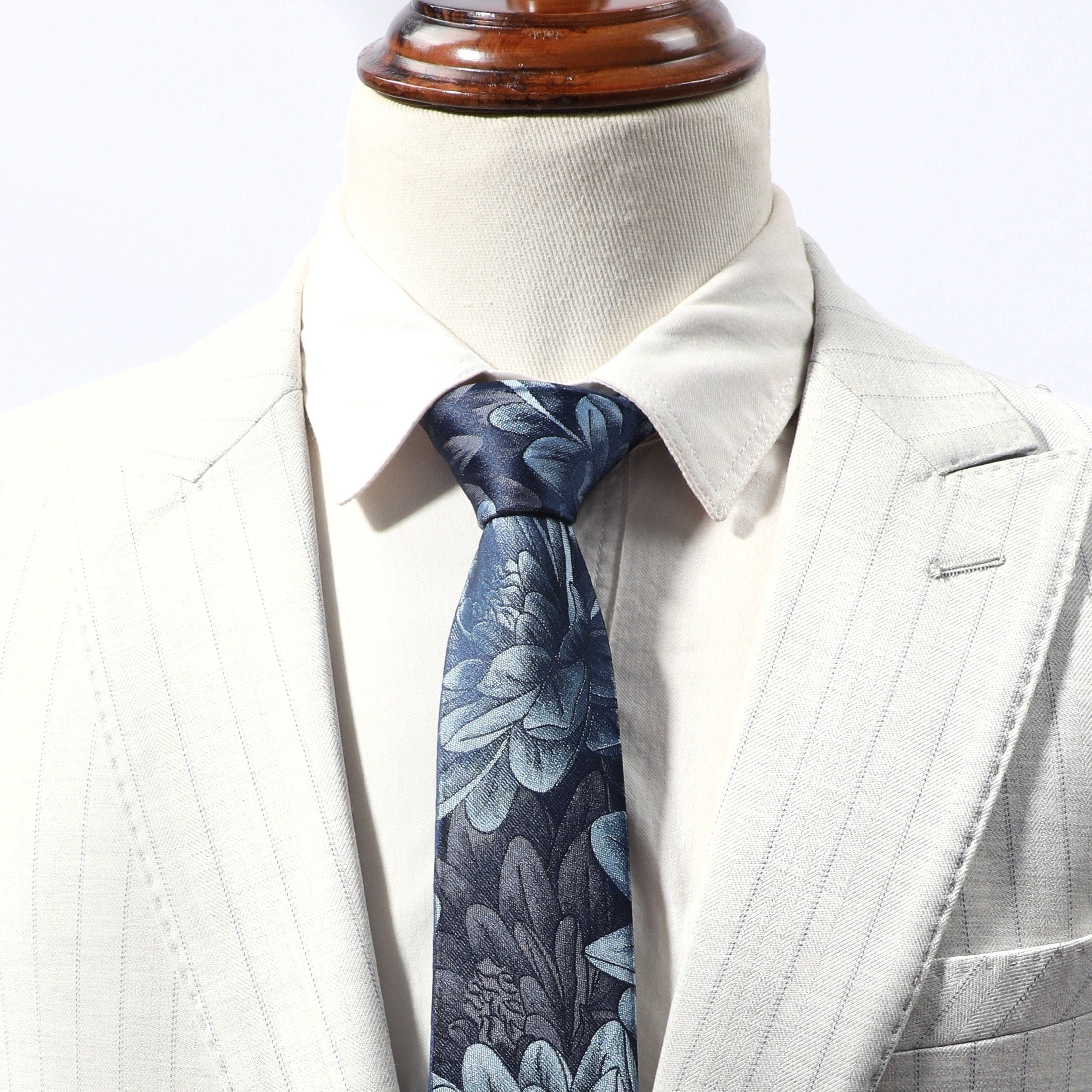 Peony Flower Ink Tie Stylish Necktie For Men