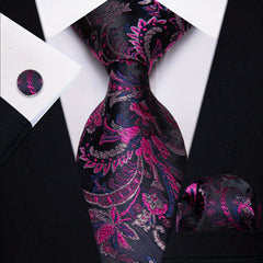 3pcs Men's Jacquard Necktie & Handkerchief & Cufflinks Set