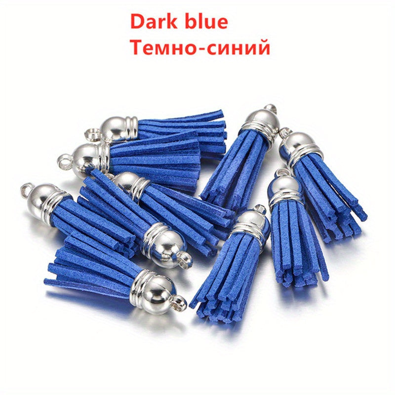 20pcs 38mm Leather Tassel Fringe Keychain Strap Fiber Suede Tassel Key Chains