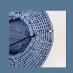 Outdoor Washed Sun Protection Embroidered Train Pattern Bucket Hat