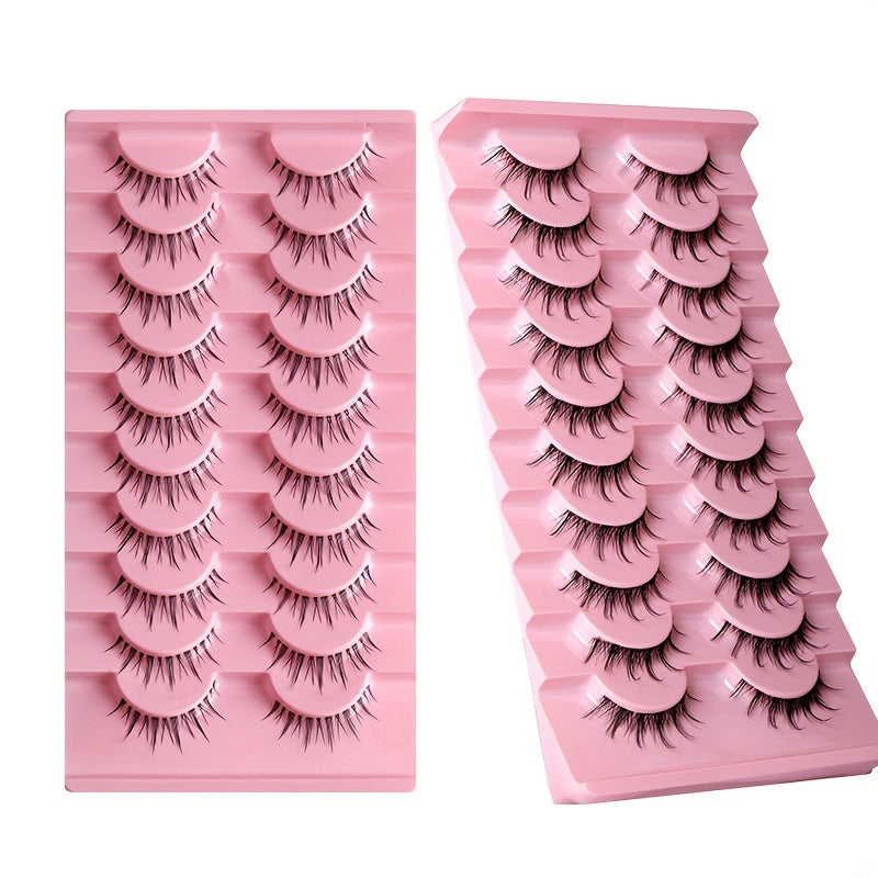 10 Pairs Cat Eye Lashes w/ Transparent Stems