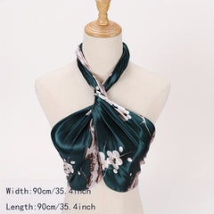 Plum Blossom Print Bandana Block Shawl Square Scarf Head Wrap