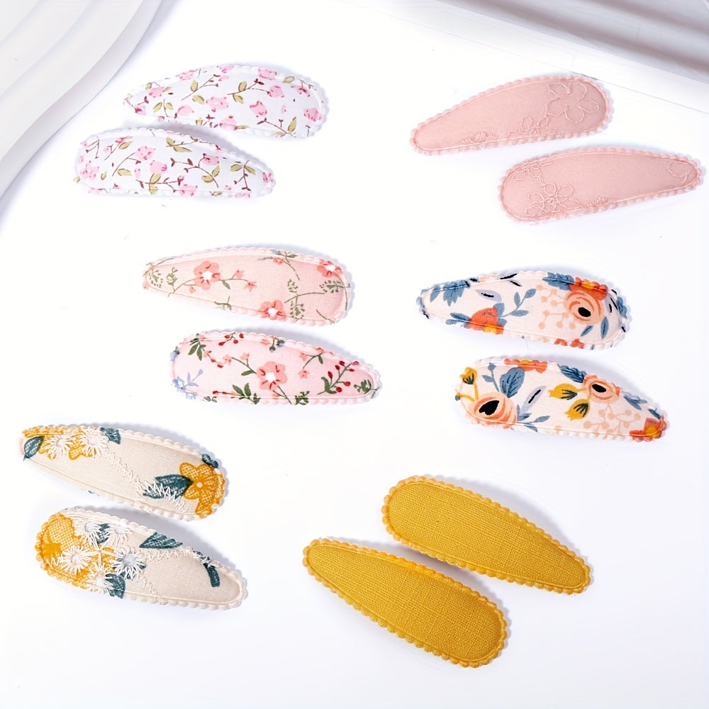 18pcs Floral Print Hair Clips Non Slip Snap Hairpins Barrettes for Baby Girls