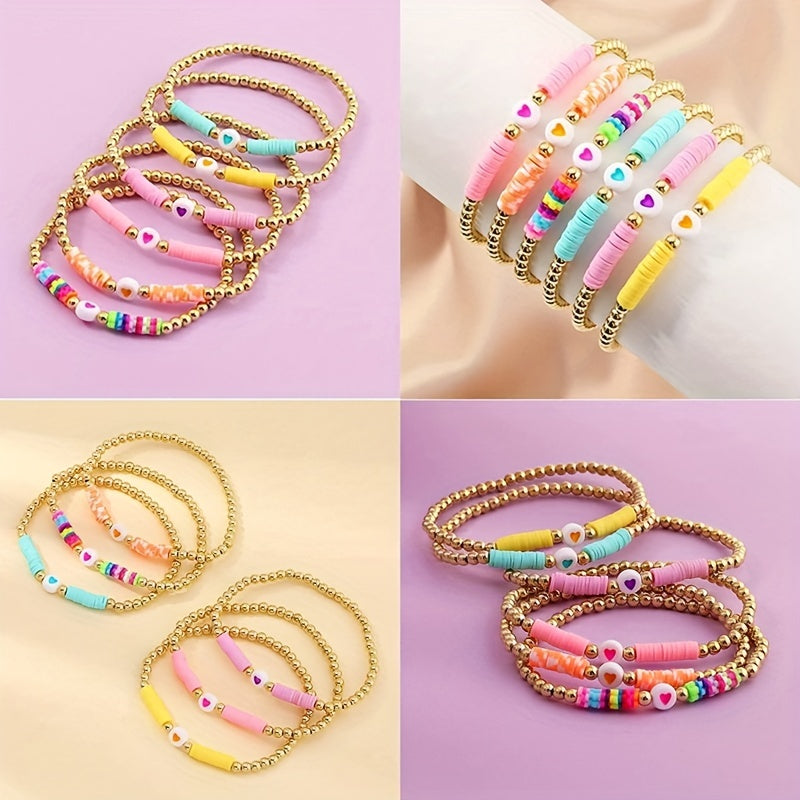 100pcs Heart Pattern Acrylic Flat Round Beads for Jewelry Making