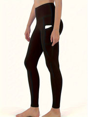 Solid Fitness Gym Leggings With Pocket High Waist Yoga Pants