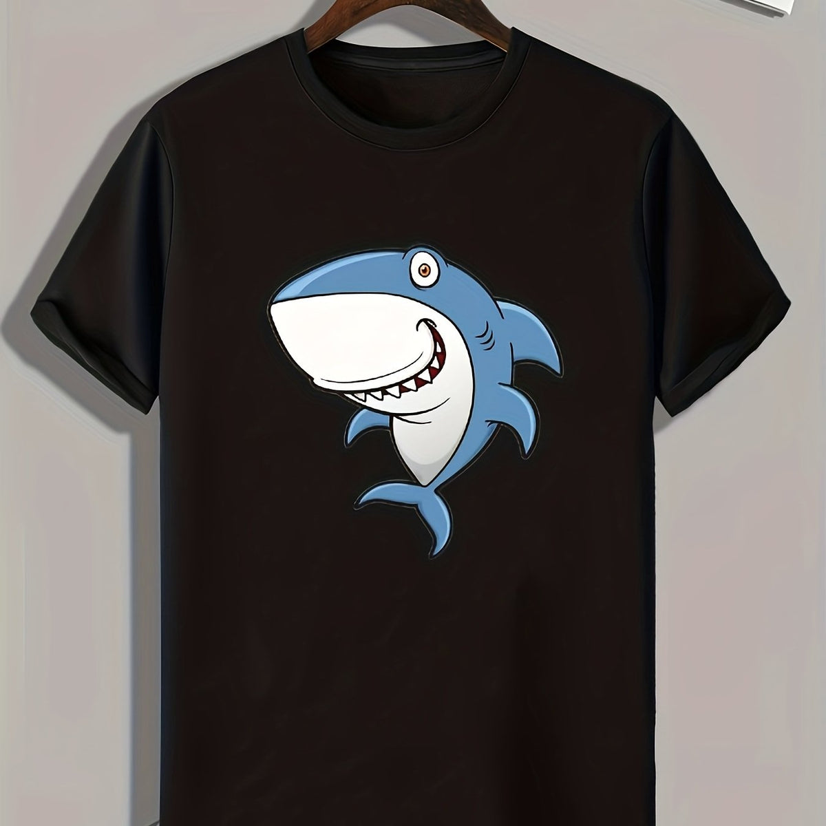 Shark Print Men's Graphic T-shirt for Summer