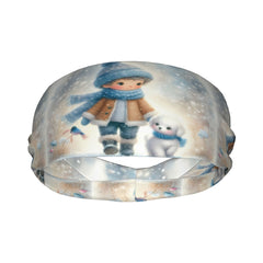 Winter Themed Unisex Sports Headband Snowy Design