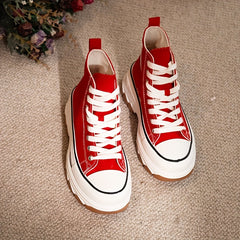 Women's High Top Canvas Platform Sneakers Lace Up Walking Shoes