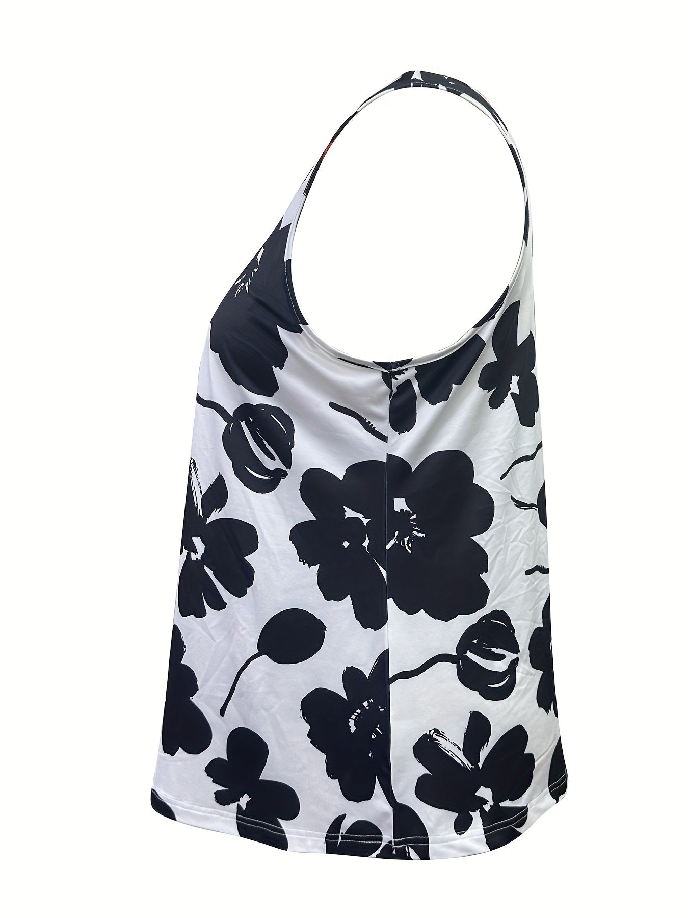  Floral Print Round Neck Tank Top
