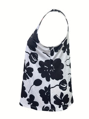  Floral Print Round Neck Tank Top