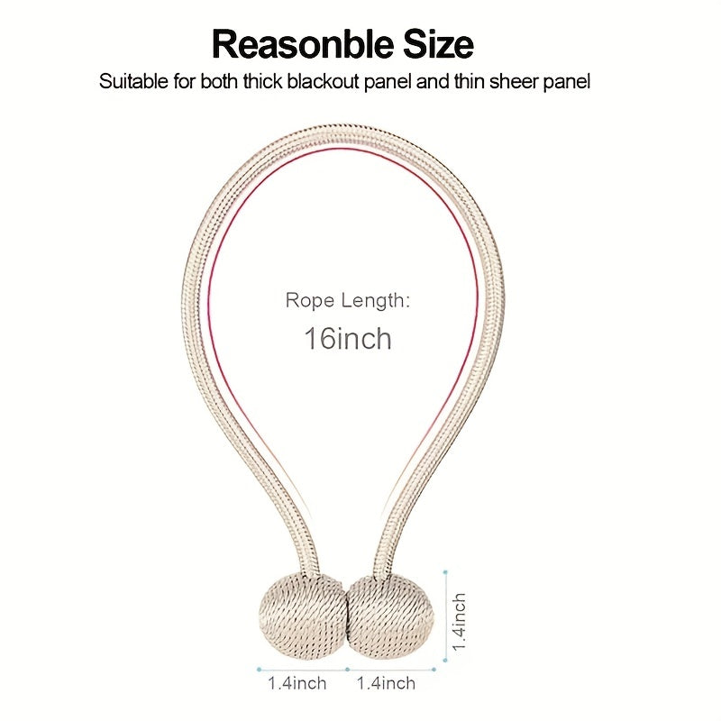 2pcs Magnetic Ball Curtain Tiebacks Curtain Tie Rope Curtain Accessory