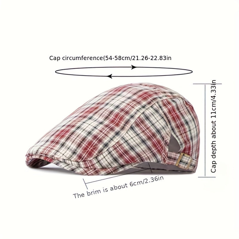Checkered Light Thin Duckbill Hat Khaki Green Plaid Pullover Unisex Dad Hat