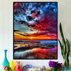 5D Diamond Painting Kit Sunset Glow Landscape Home Wall Decor