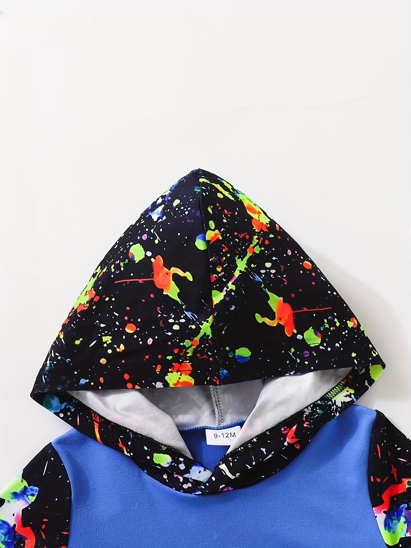 Baby Boy's Graffiti Print Triangle Hoodie Romper & Pants