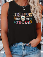  Independence Casual Tank Top Women's Plus Graphic Slogan Print