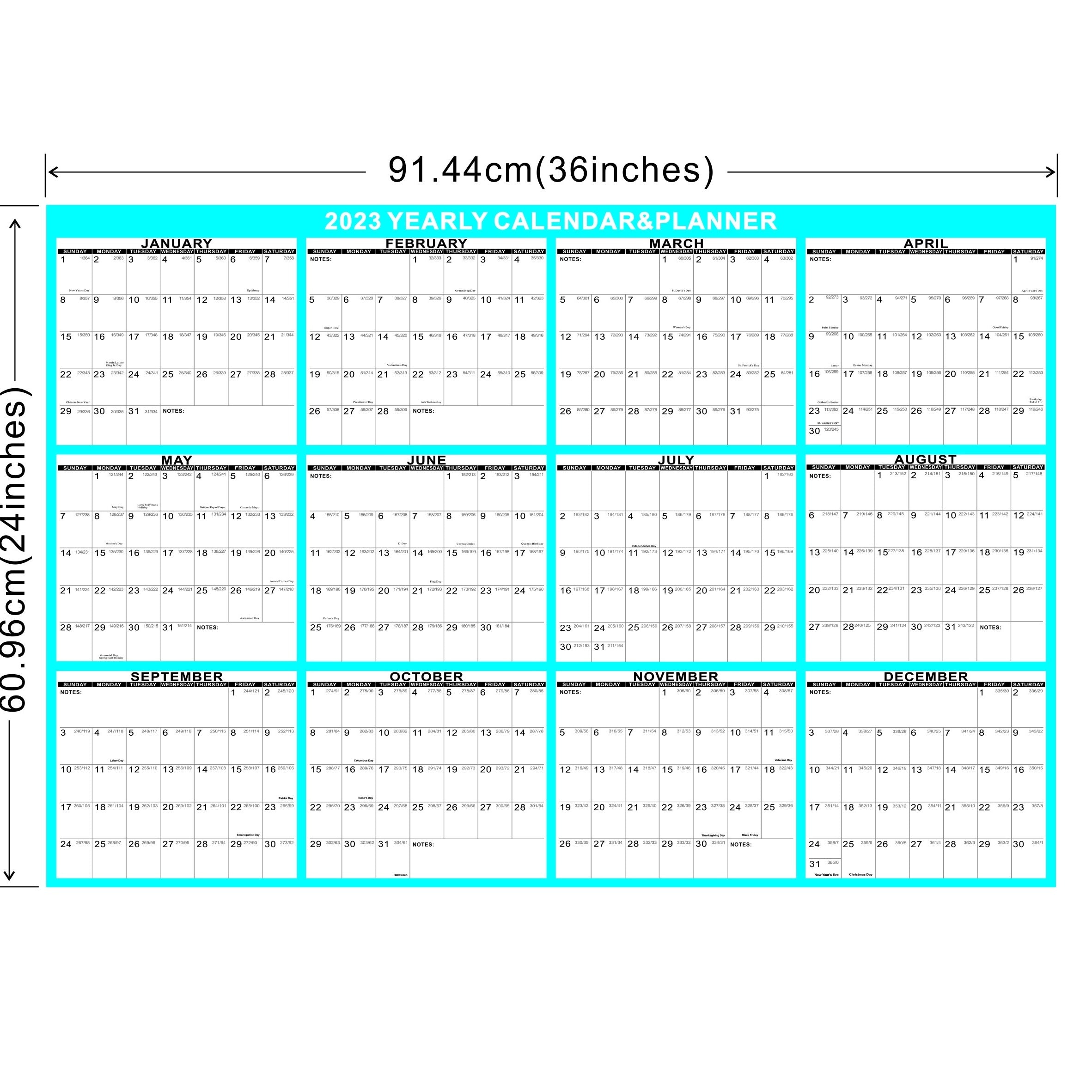 Reversible Adhesive Wall Calendar 24x36in