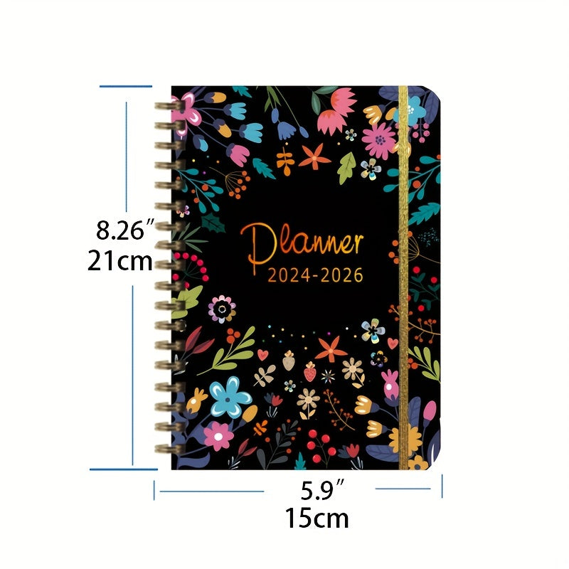 A5 Floral Style Monthly Planner 2026-2028 Spiral Bound