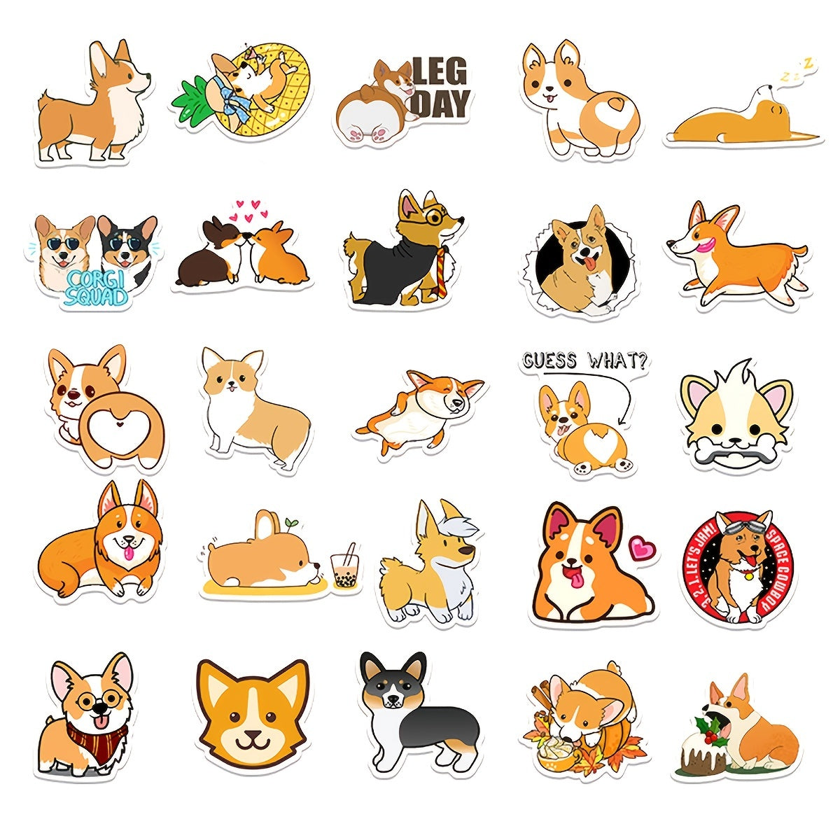 50pcs Corgi Stickers for Phone Laptop Luggage Water Cup