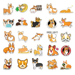 50pcs Corgi Stickers for Phone Laptop Luggage Water Cup