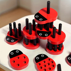 Ladybug Wooden Stacking Game Counting Math Toy Colorful Educational Toy