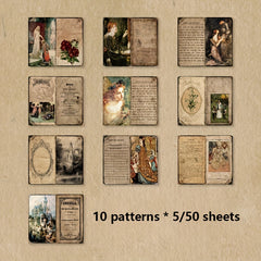 Vintage Style DIY Scrapbooking Paper 50 sheets