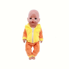 Plush Doll Bear Hoodie & Pants Set Soft Fabric Ideal Gift for Kids