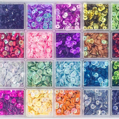 24pcs Colorful Loose Sequins Cups Set With Box For Crafts