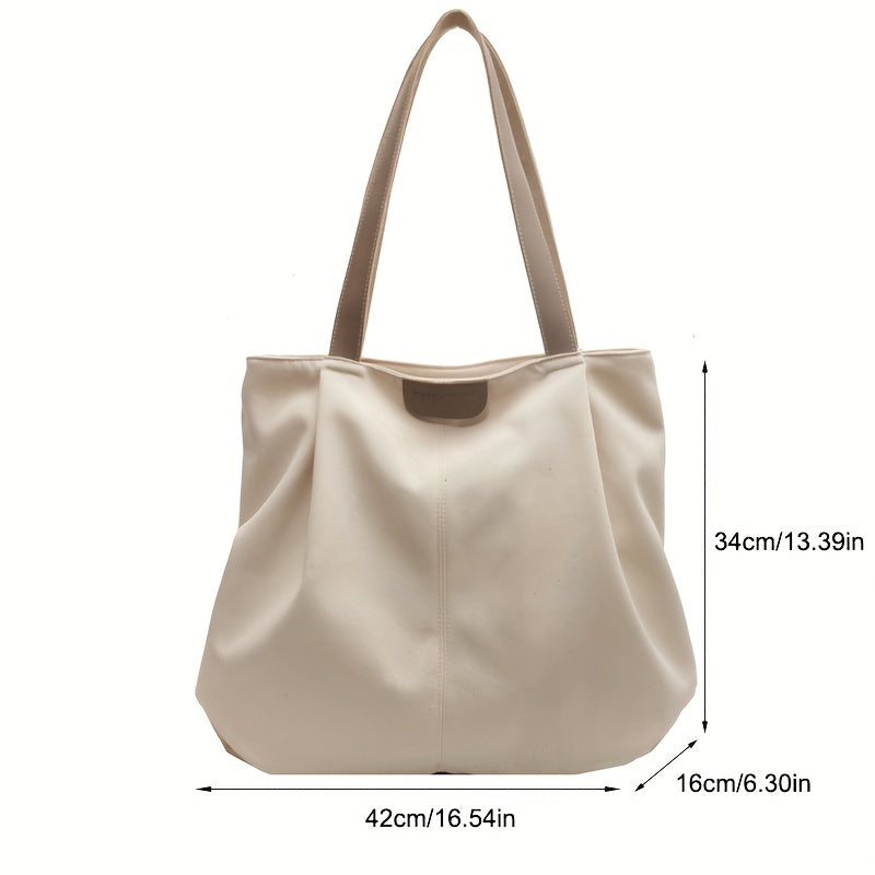 Large Canvas Tote Bag with Zipper, Versatile Shoulder Bag