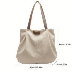 Large Canvas Tote Bag with Zipper, Versatile Shoulder Bag
