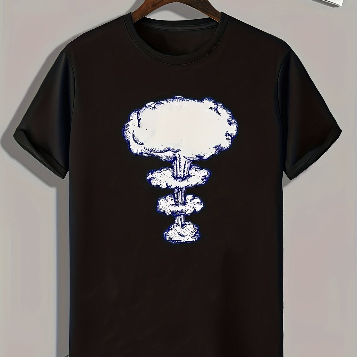 Mushroom Cloud Print Men's Graphic T shirt for Summer