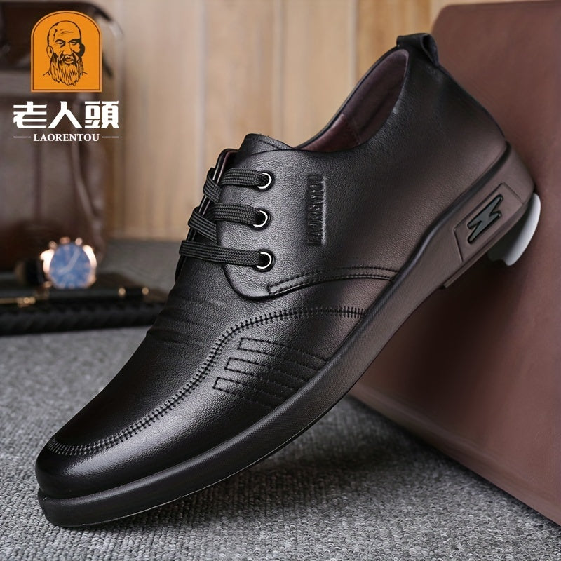 LAORENTOU Men's Leather Dress Shoes Non Slip Lace up Formal Shoes