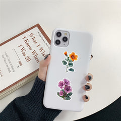 50pcs Transparent Floral PET Stickers - Reusable Self Adhesive Decals