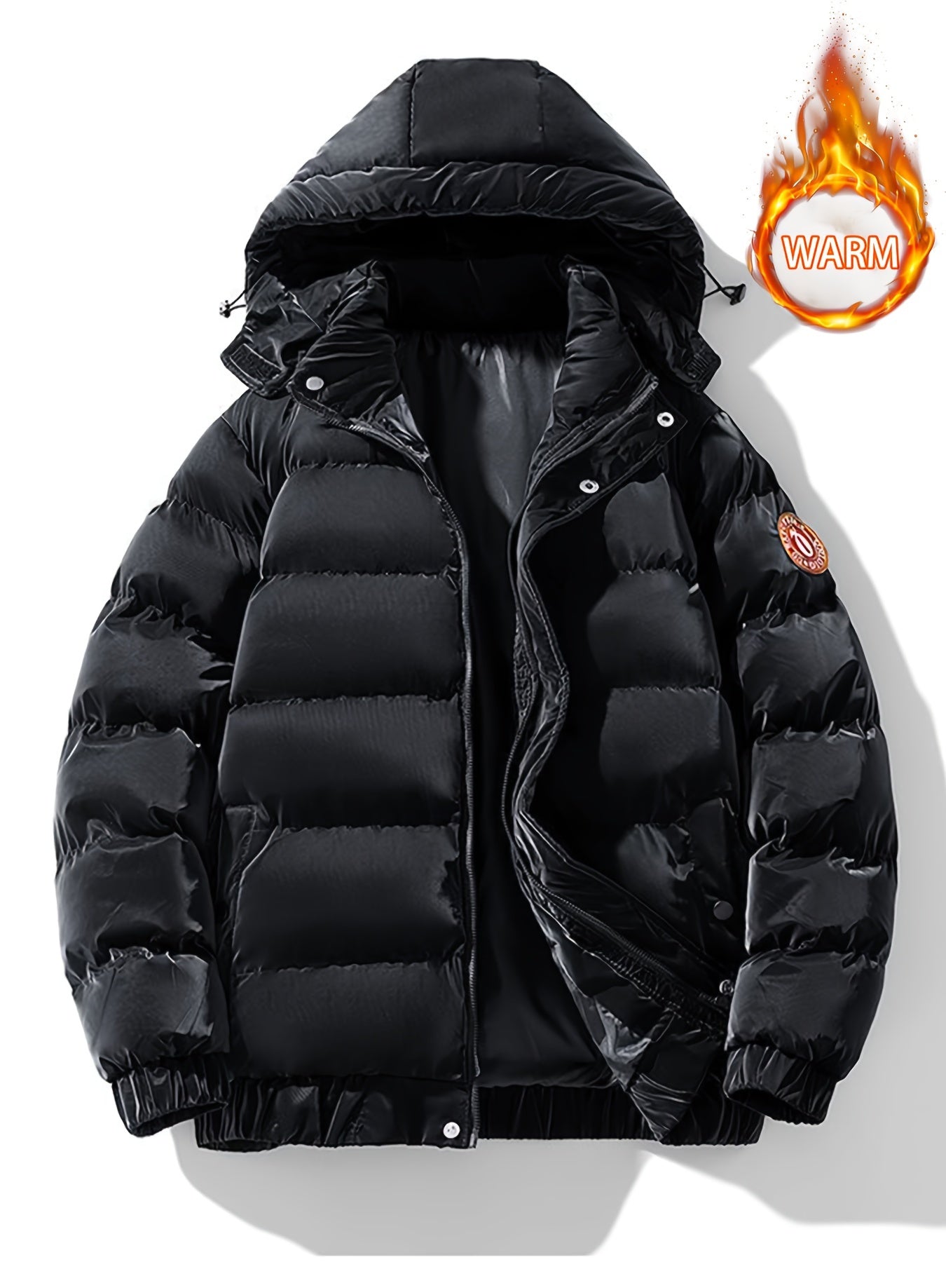 Men's Padded Thick Hooded Coat Thermal Warm Winter Jacket