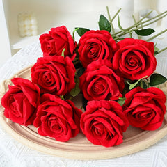 Simulated Velvet Artificial Rose Flower For Wedding Decoration