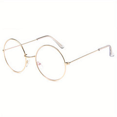 Round Metal Frame Clear Lens Glasses Anti Light Eyewear