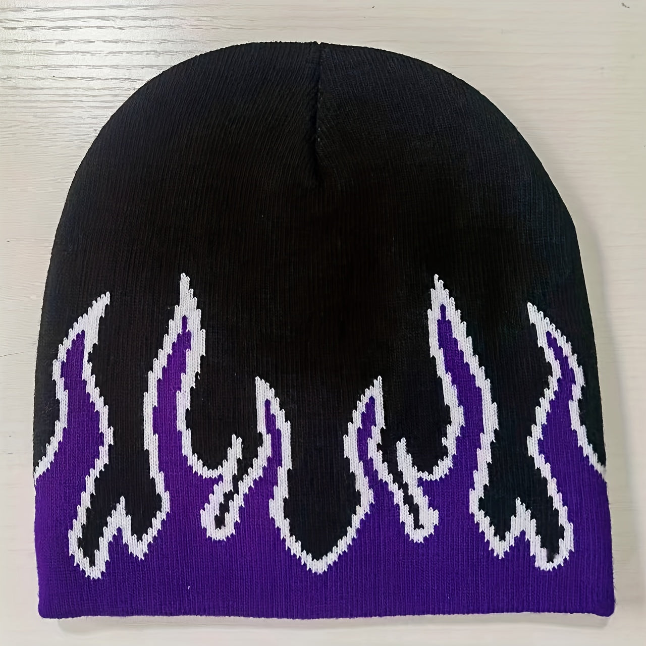Y2K Flame Jacquard Beanie Unisex Hip Hop Knit Hat