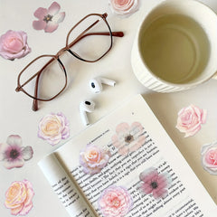 50pcs Pink Flowers Retro Vinyl Decals for Scrapbooking Water Bottles Co