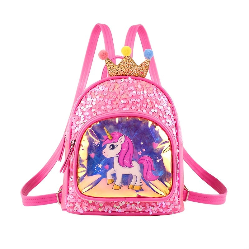 Kids Sequin Unicorn Crown Backpack for School